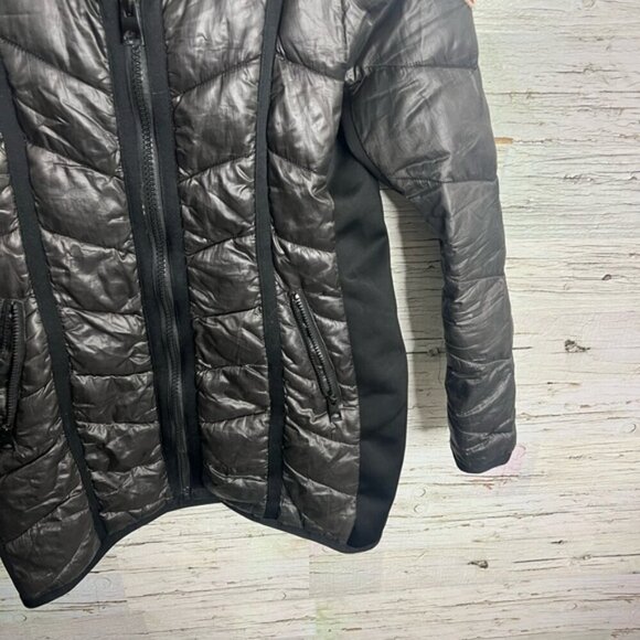 Guess Quilted Lightweight Puffer Coat black brown size small - Picture 3 of 9